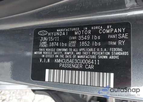2012 Hyundai Accent Se z USA, uszkodzony, nr VIN KMHCU5AE3CU006411